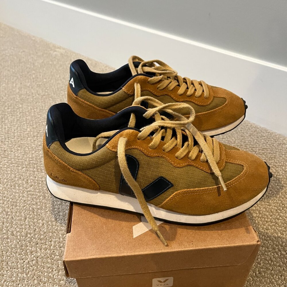 Veja Women's Sneakers in Mustard Gold with Black Accents